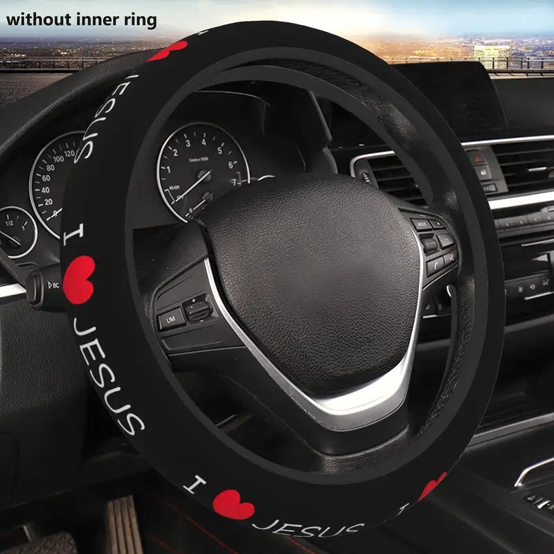 Jesus-Themed Non-Slip Neoprene Steering Wheel Cover