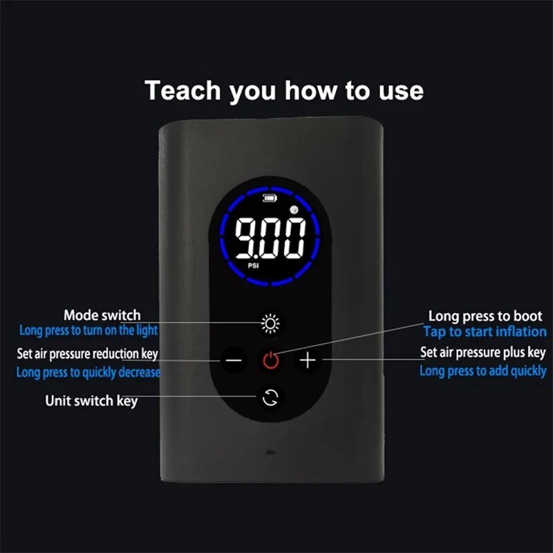 Cordless Tyre Inflator Portable Air Compressor M8 And Electric Bike Pump 4000mAh 150PSI LED Light For Car Motorcycle Ball Bike